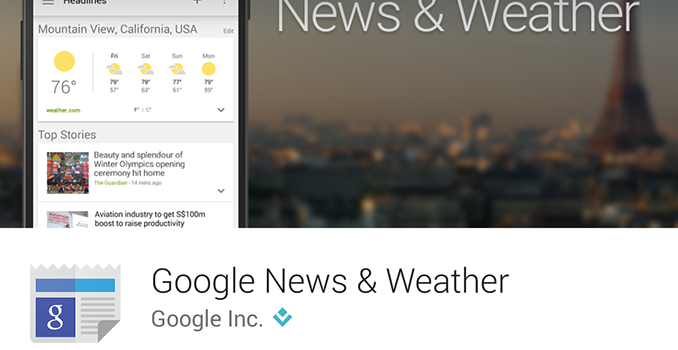 Google's News & Weather App Updated to Version 2.0