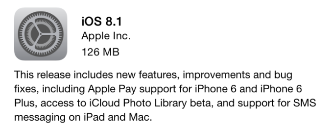 Apple Releases iOS 8.1 With Bug Fixes and New Features