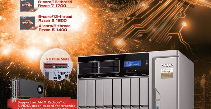 QNAP Launches TS-1277 NAS Powered by AMD's Ryzen CPUs: 12 Bays, 64 GB DDR4, Starts at $2,299